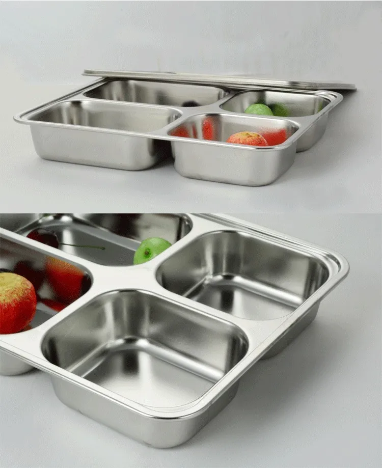 Wholesale Stainless Steel Divided Dinner Plate Sets 5 Compartments