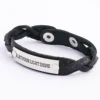 Wholesale Customized Genuine Leather Bracelets Stamped Gift For Students Inspirational Words Bangles Let Your Light Shine