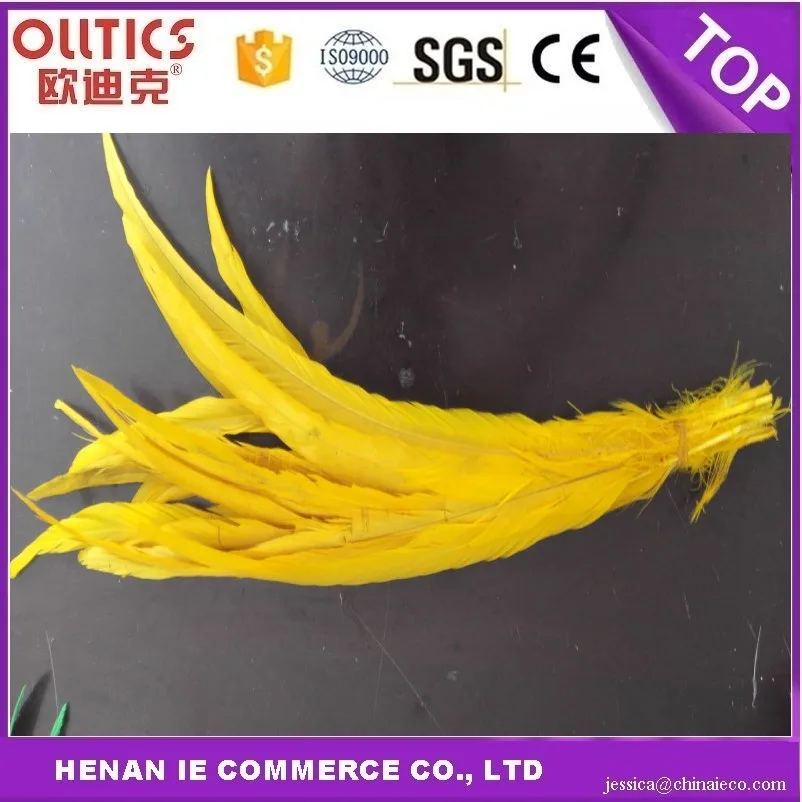 Wholesale Dyed 8 16 Inch Cock Tail Yellow Rooster Featherfeather