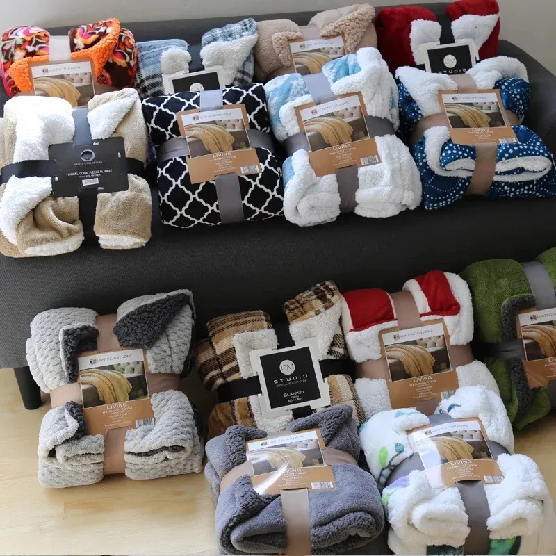 Assortment Custom Blanket Reverse Faux Fur Sherpa Fleece Wool
