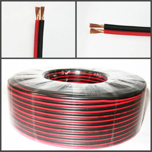 fil double 2X0,75mm² rouge/noir câble souple haut-parleur lampes coupe 10M 