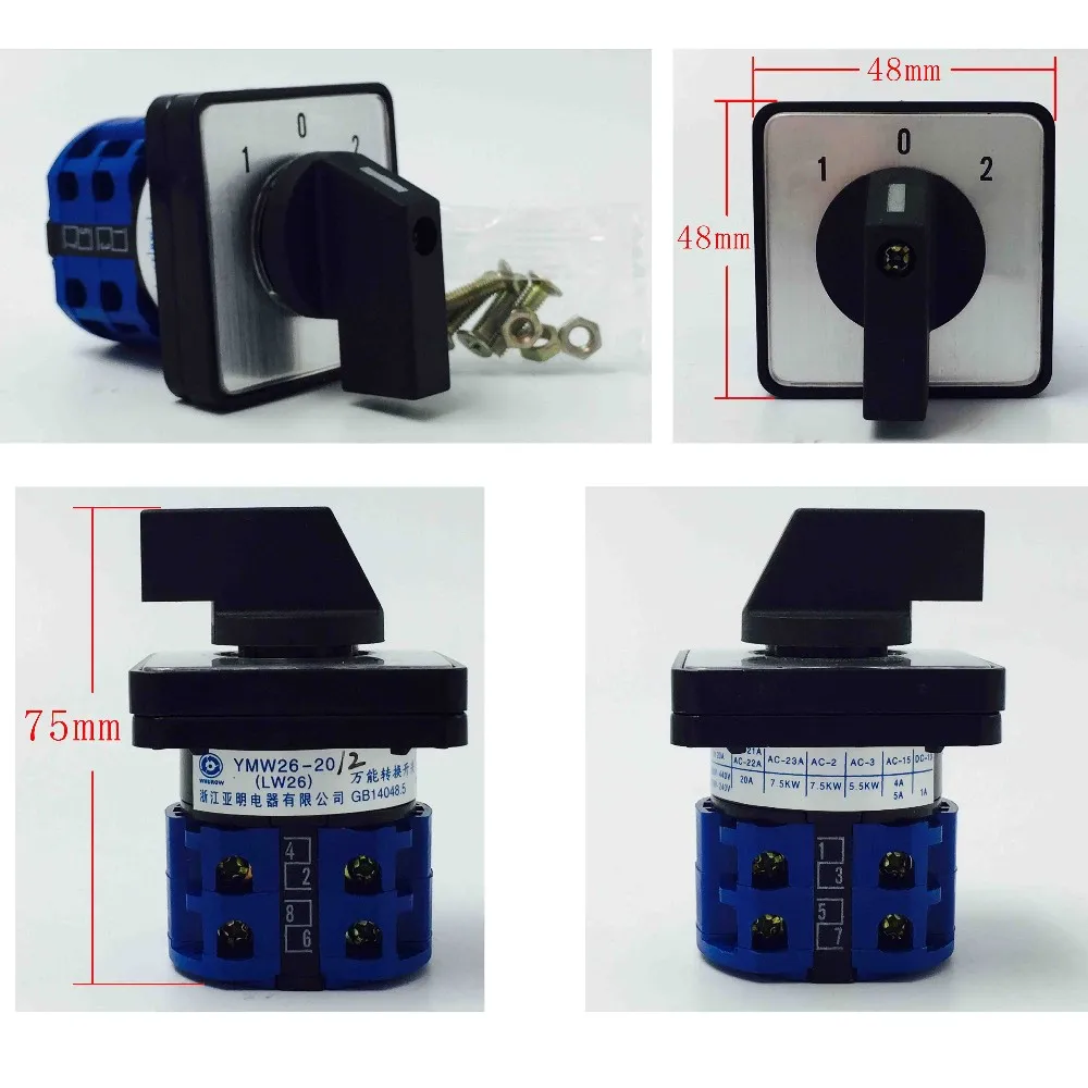 3 Position Rotary Switches Reversing Selector Electrical Contacts Motor