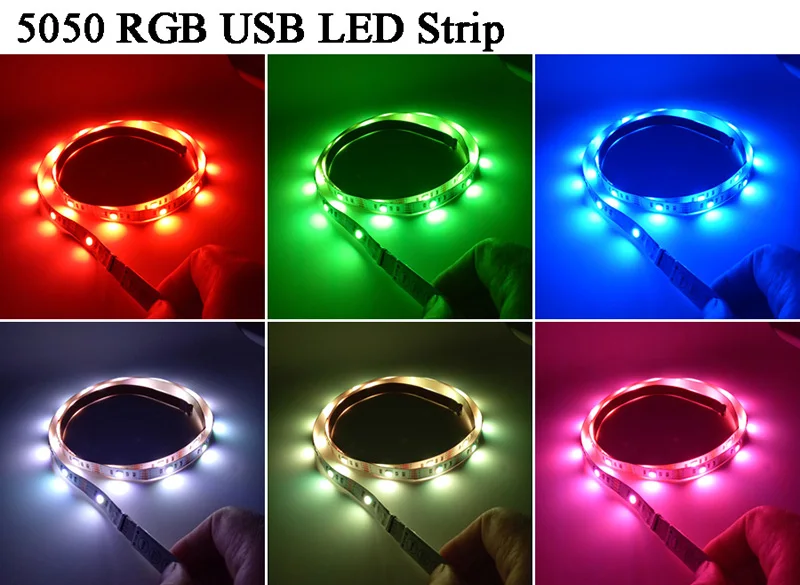 USB LED Light computer screen or TV Backlight with remote 5V Waterproof RGB SMD5050 LED Tape Lights for PC Decoration Lighting
