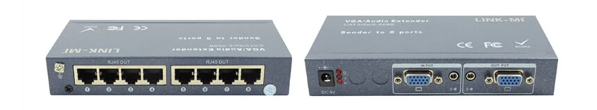 LINK-MI LM-108T high quality HD Audio Video VGA Splitter Extender 1x8 Via UTP Cable 1 in 8 out