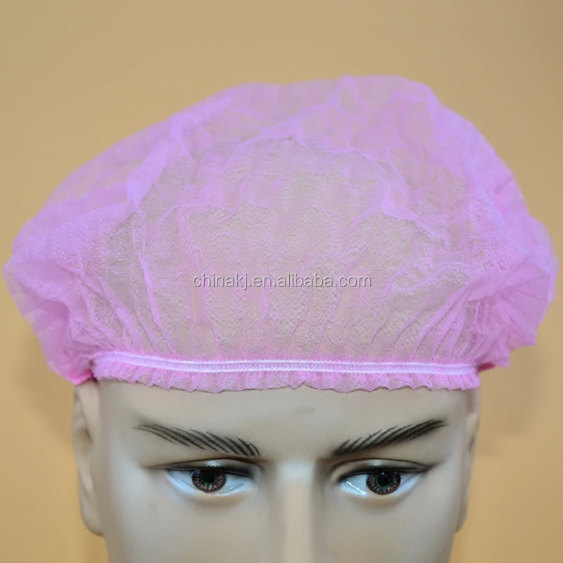 
Disposable Non woven strip clip cap bouffant head cover Hair Net surgical doctor hat Round mob cap 
