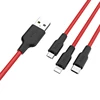 HOCO X21 Silicone braid 3 in 1 charging cable for iphone LINT/ Micro USB /Type C aka USB-C universal charge adapter 1.2m