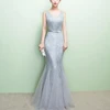 New V-neck V back sleeveless elegant formal wear long evening dress heavy beads mermaid sexy evening dress for mom
