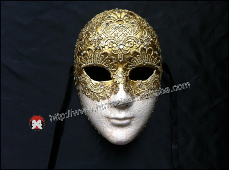 Silver Venetian Mask Full Face Venetian Wall Decoration Fabric