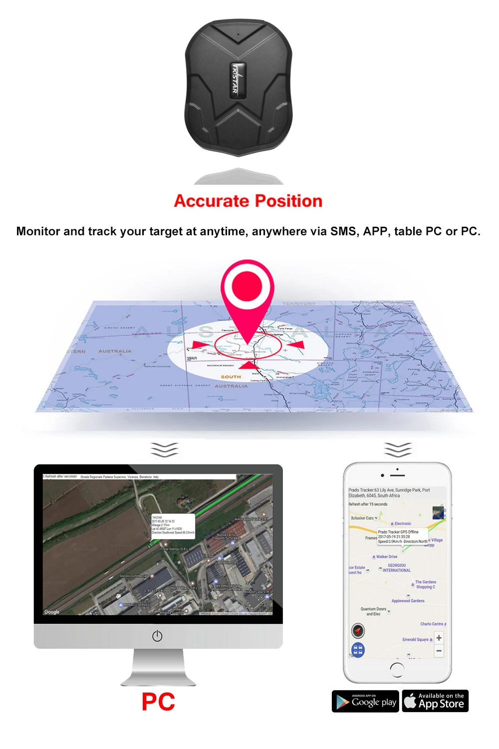 Localisateur GPS Winnes TK905, pour véhicules, suivi à temps réel, étanche
