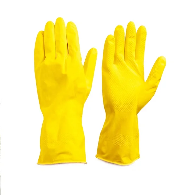 yellow latex gloves