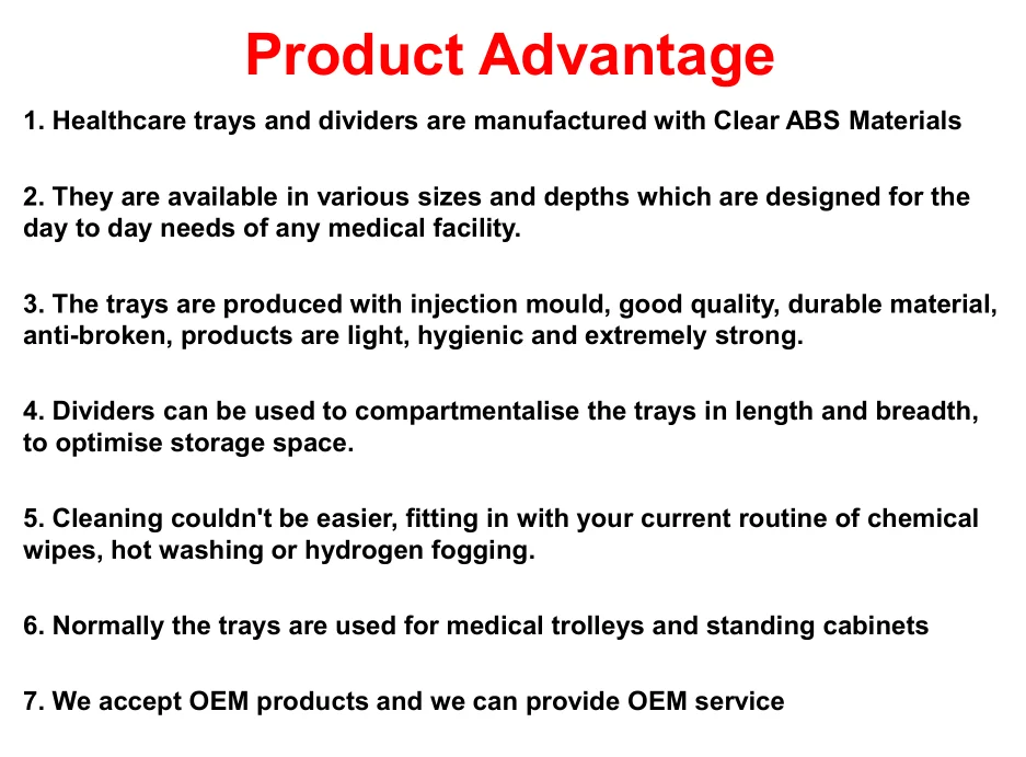 L600 X W400 X H200 Mm Stackable Medical Trolley Tray With Dividers