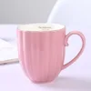 Zogift Europe style custom coffee pumpkin cup pink gold rim ceramic coffee mug