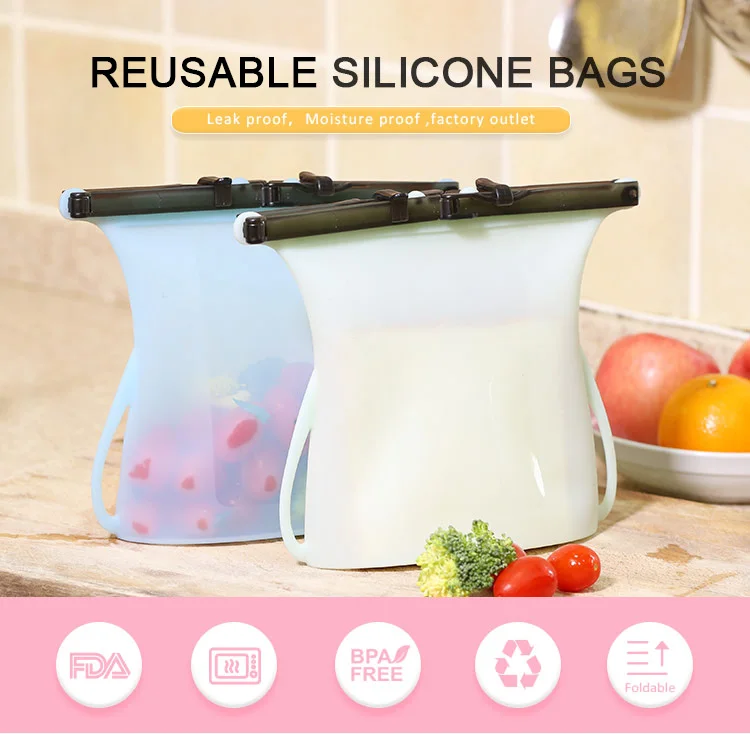 Vacuum Reusable Silicon Food Bag,Cooking Fresh Storage Reusable Food ...