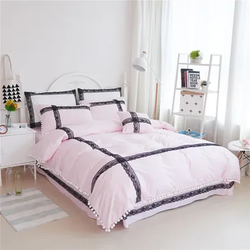 Lace Decor 100 Cotton Bed Sheet Set Pink Bedlinen Girls Favourite