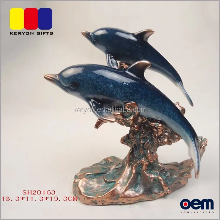 Cute Animal Outdoor Polyresin Decoration Dolphin Statues For Home Decor