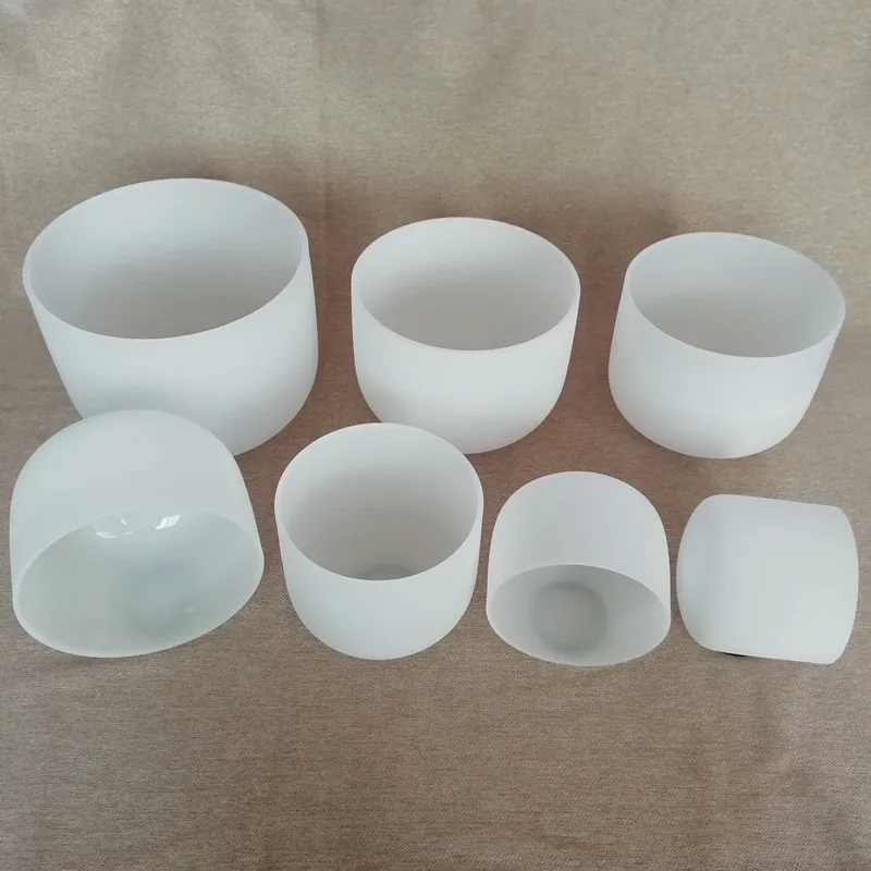 Hf Wholesale Price White Frosted Sound Quartz Chakra Set Healing