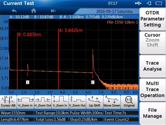 Optical Time Dmain Reflectometer 5.6" TFT 10mW Visual Fault Locator 1310/1550nm OTDR TLO300