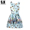 Sunshine Kid Brand Children Clothing Summer Style Sleeveless Dress with Butterfly Pattern Fashion Party Dresses for