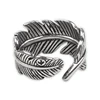 Wholesale Stainless Steel Silver Plated Vintage Men Feather Ring