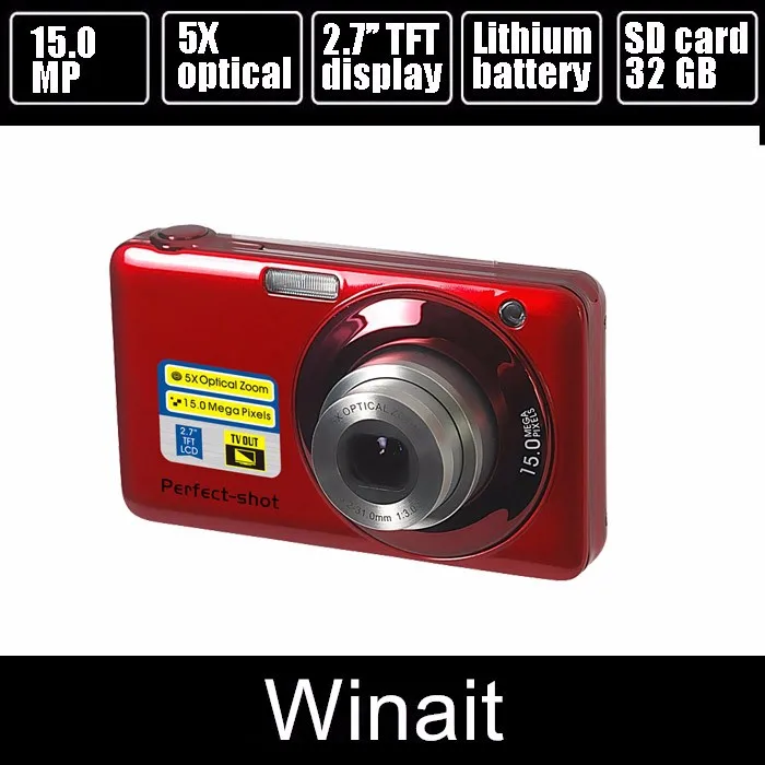 2.7" 15mp Digital Cameras With Optical Zoom Lens Max32gb Card Support