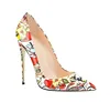 Customized pointy toe print pattern shoes ladies pumps wholesale sexy high heels women party wear high heel