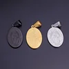 Fashion hotsale design oval shape deep engrave silver/gold/black stainless steel religious jewelry virgin mary pendant