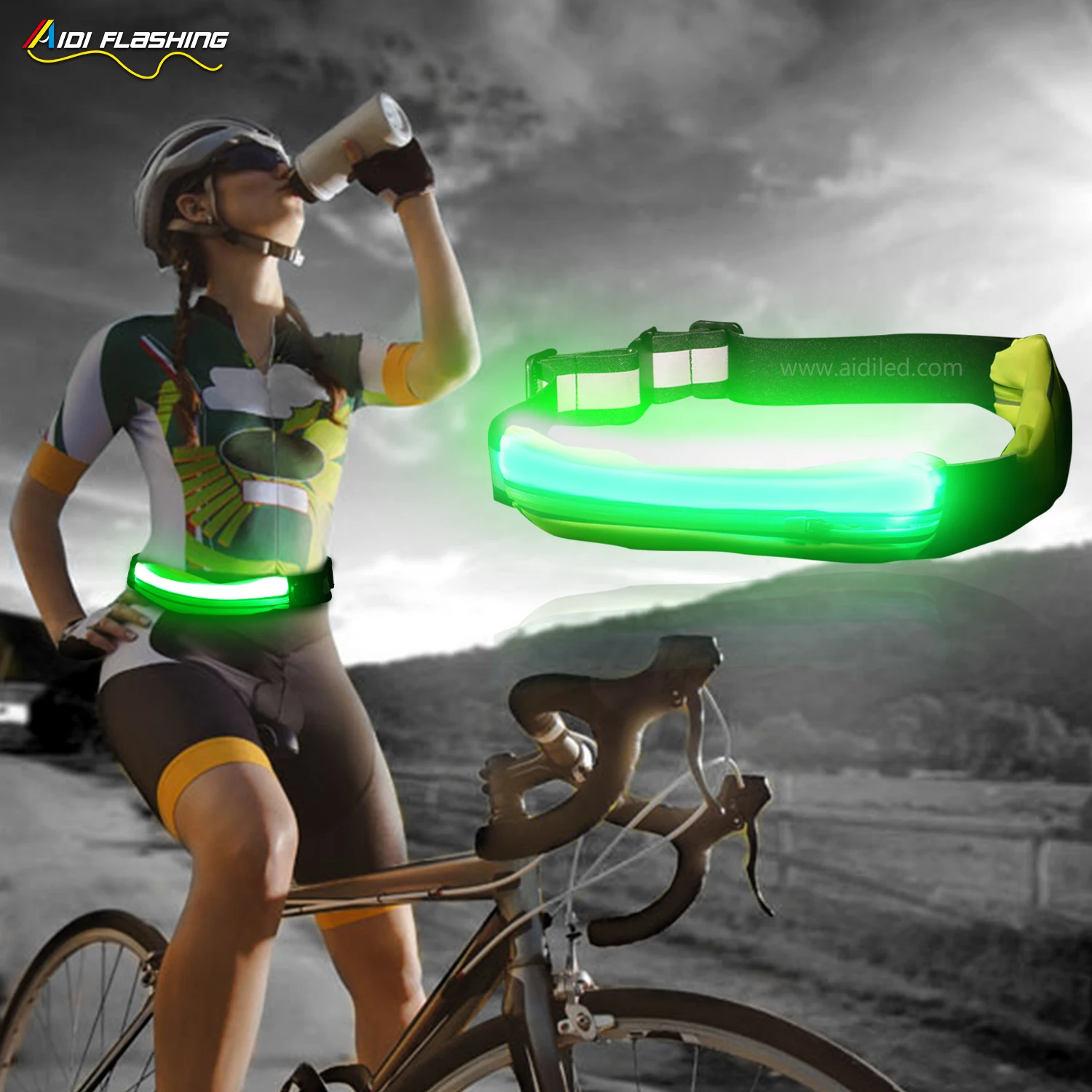 product-AIDI-Hot selling sport waist bag OEM custom logo reflective LED light running belt sport wai-2