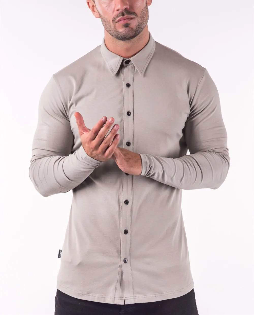 long sleeve muscle fit polo