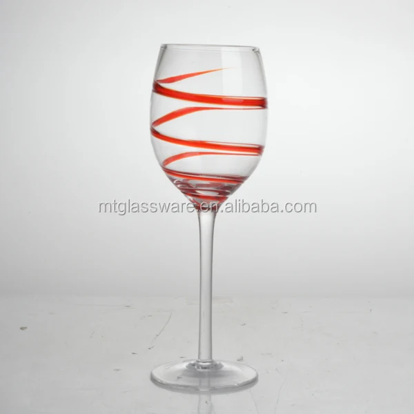Wholesale Fancy Handmade Fda Glass Wine With Swirl Red