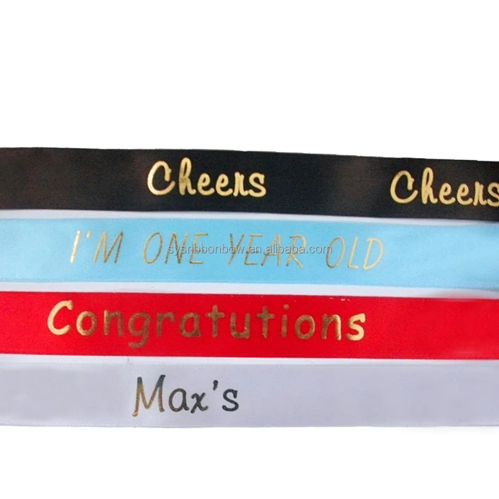 pull foil print gold printed satin ribbon