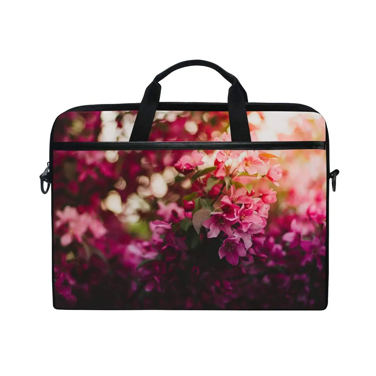 Cute Laptop Cases 15.6 for Women Laptop Shoulder Bag Carrying Briefcase Handbag Sleeve Case Cherry Blossom Sakura Pink