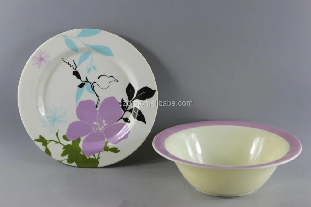 Ivory Material Melamine Dinner Plate And Bowl Set