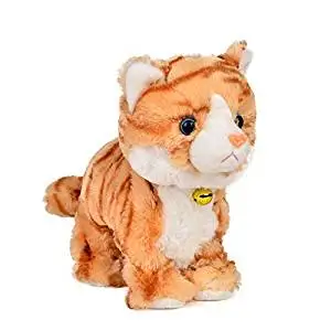 Electronic Toy Cat Kitten Pet Robot Cat Interactive For Children Kids Funny Walking Meow Sound Toys Plush Cat (Yellow camouflage)