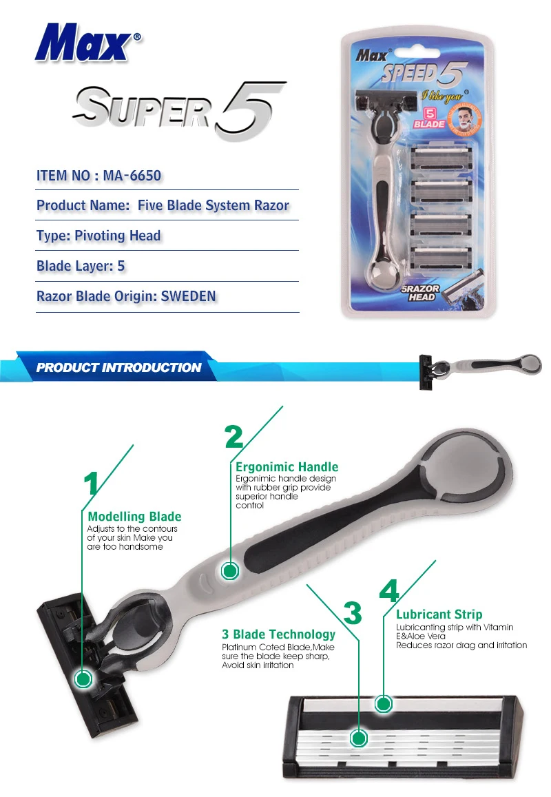 5 Blade Blister Package system Razor head