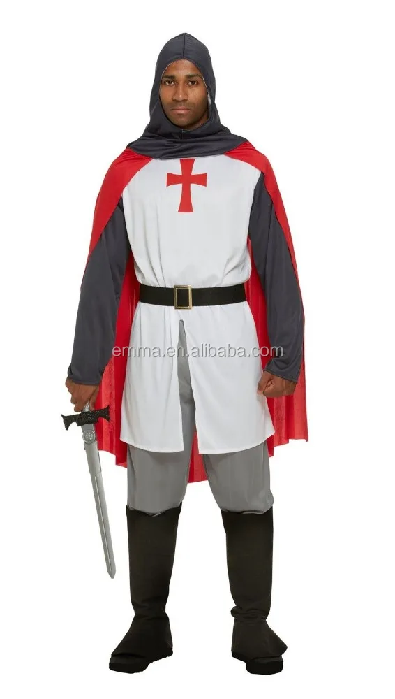 Adult Mens Medieval Knight Costume St George Fancy Dress England Crusader Outfit