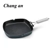 Aluminum non-stick grill pan with folding handle