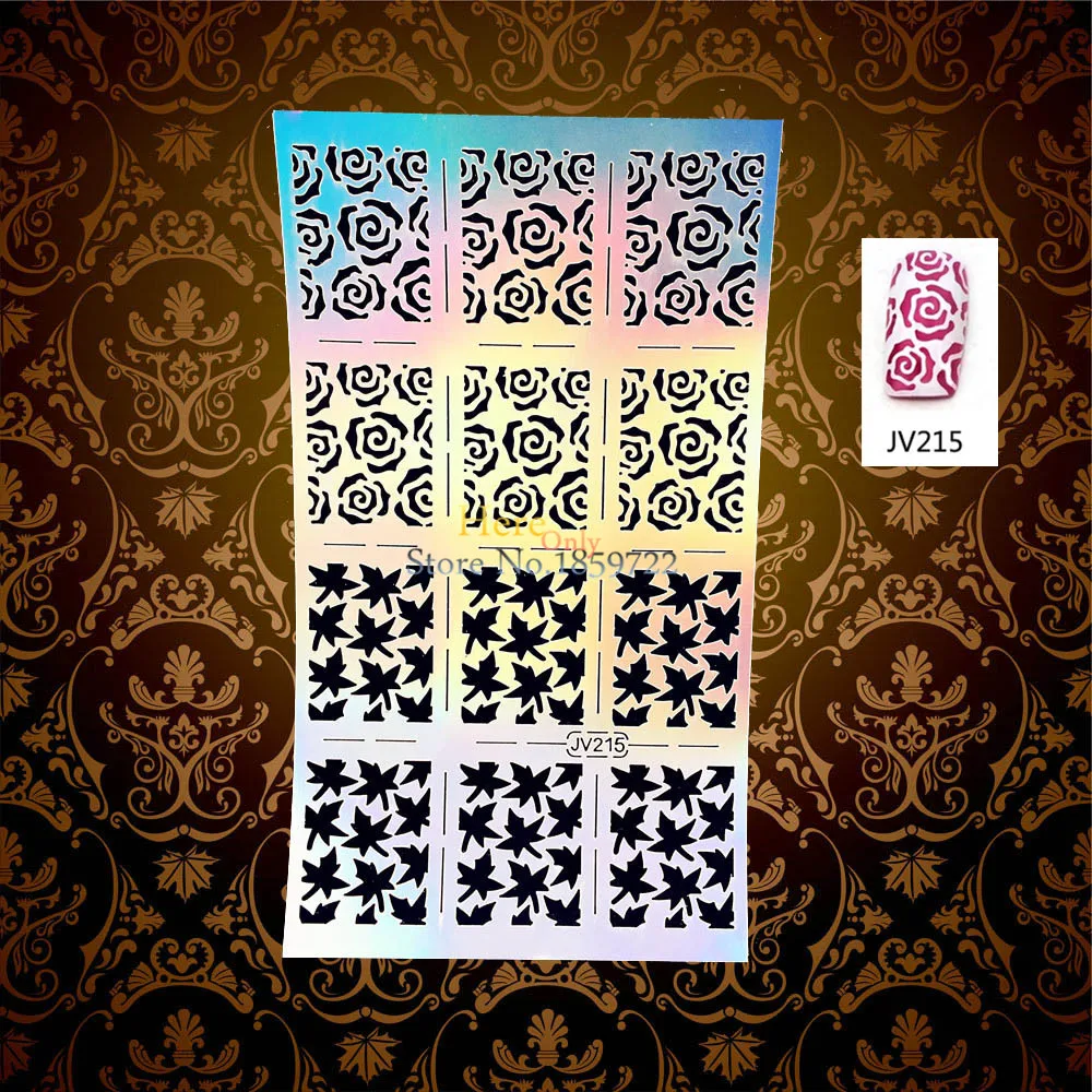 1PC Charm Holo Glitter Nail Foil Polish Vinyls Nail Wraps Decals Cosmetic HJV215 Flower Leaf Pattern