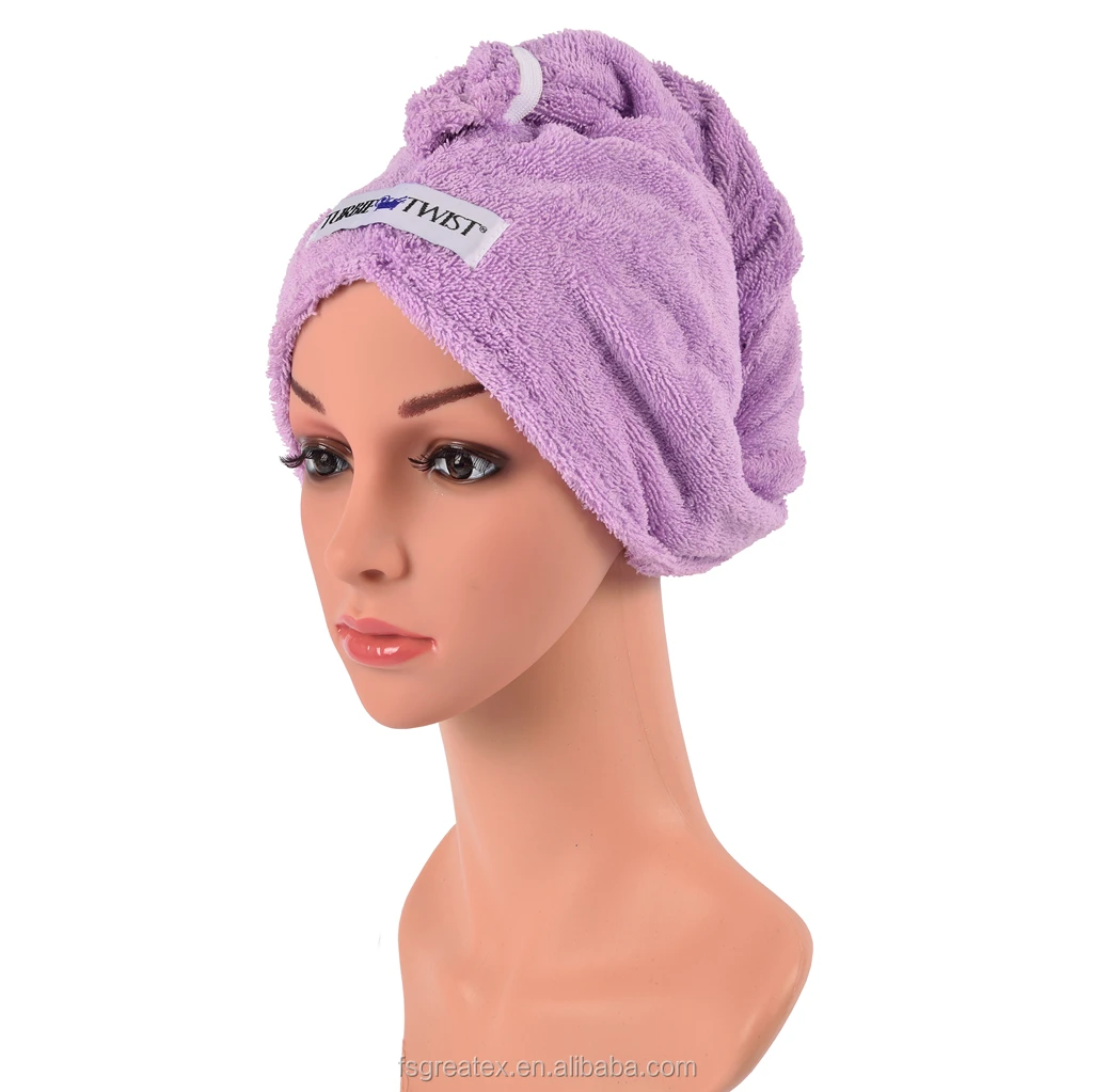 Custom 100 Cotton Women Quick Drying Salon Turban Hair Towel Wrap