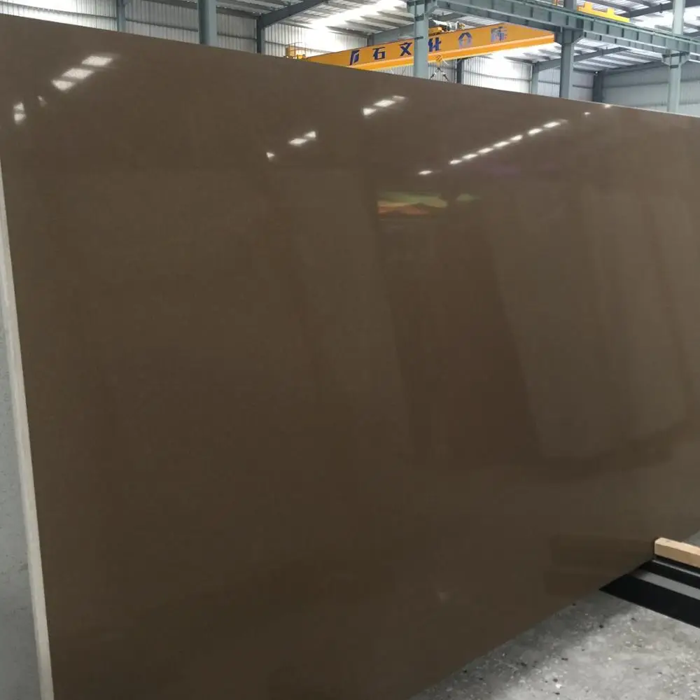 Engineered stone brown quartz slab price