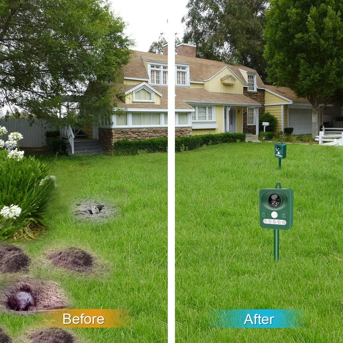 Outdoor Waterproof Solar Powered Ultrasonic Animal Repeller with PIR Sensor Protect Your Yard Lawn Garden