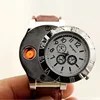 Rechargeable USB Lighter Watches clock Electronic Men's Casual Quartz Wristwatches Windproof Flameless Cigarette Lighter