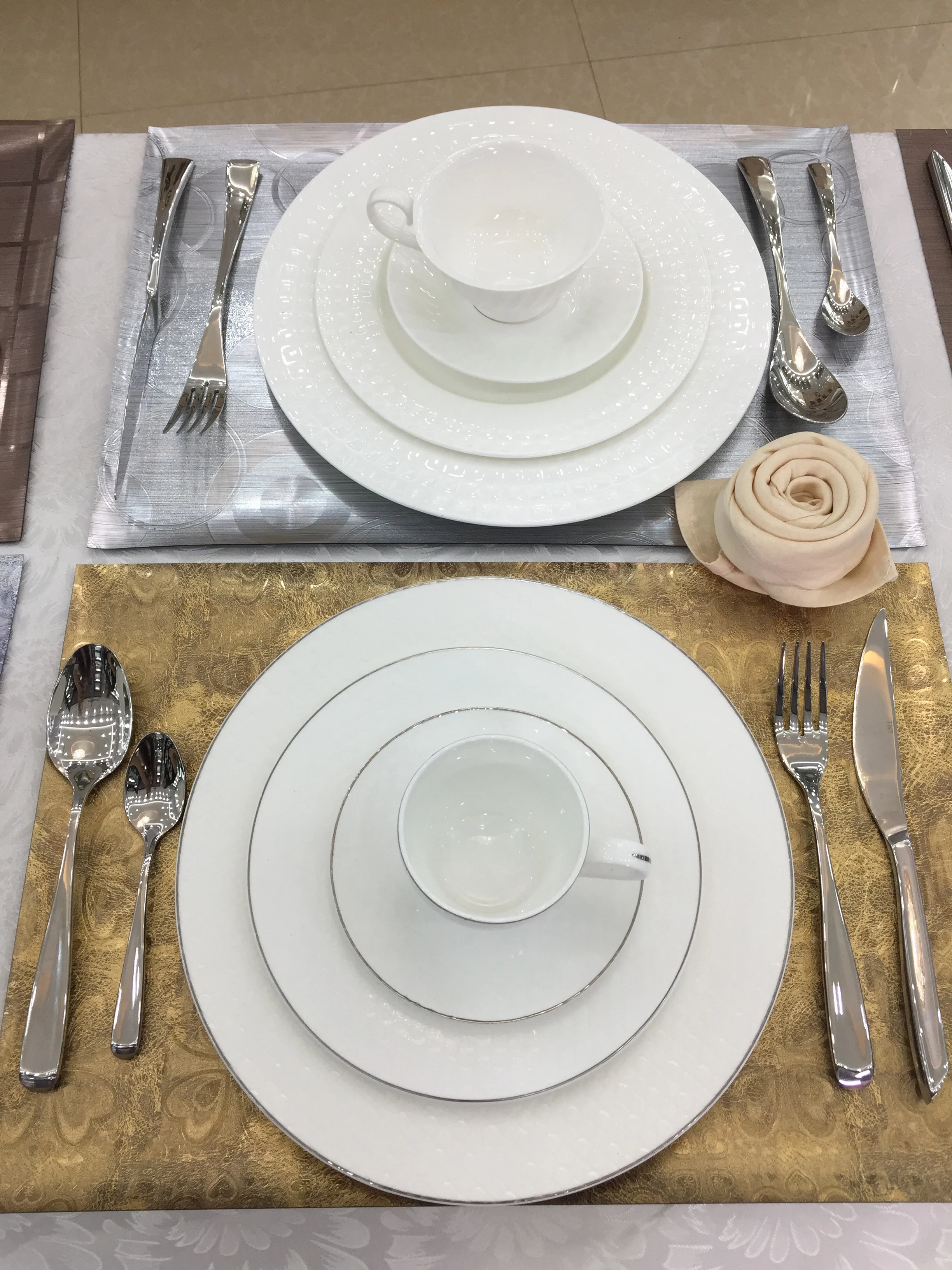 Brett Fine Bone China Wedding Dinnerware With Silver Gold Rim