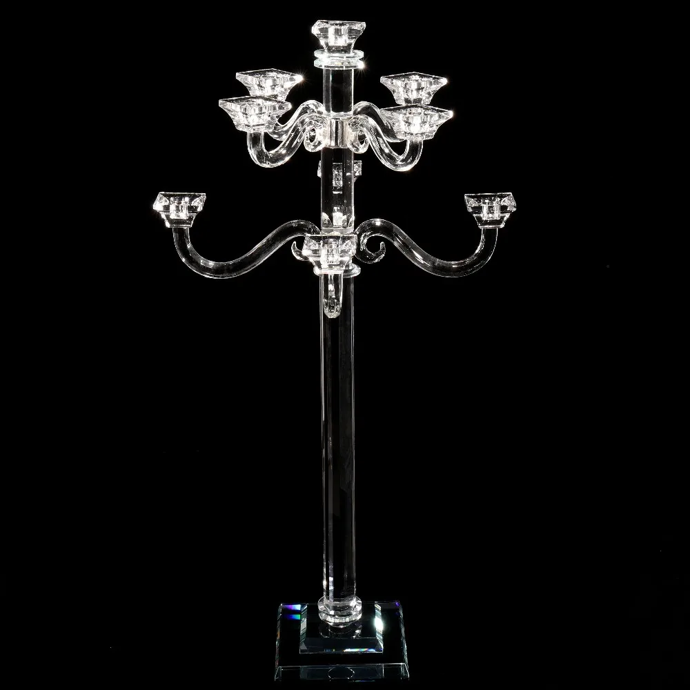 Mhtz042 Clear Crystal Long Stem Candle Holder Crystal Centerpieces