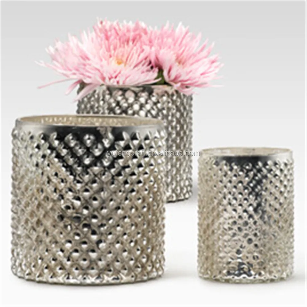 Silver Glass Vase For Flower & Votive Candle Holders for Entertaining R...