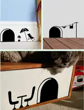 3d Funny cartoon mouse hole wall stickers for kids rooms home decals decorative 358 removable wall murals