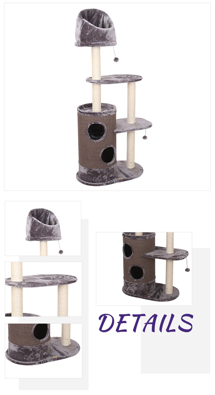 High quality indoor cat tree  house manufacturing durable cat scratcher castle