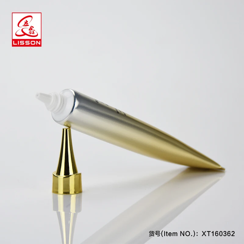 Gold Color Long Nozzle Cosmetic Tube Packaging With Long Nozzle Gold Color Screw Cap