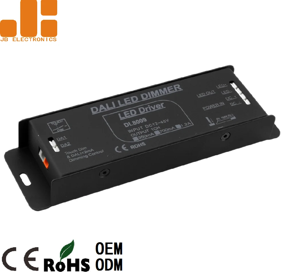 High Quality Aluminium Alloy DC12-48V 1CH Constant Current 1200mA DALI LED Dimming Driver DL8009