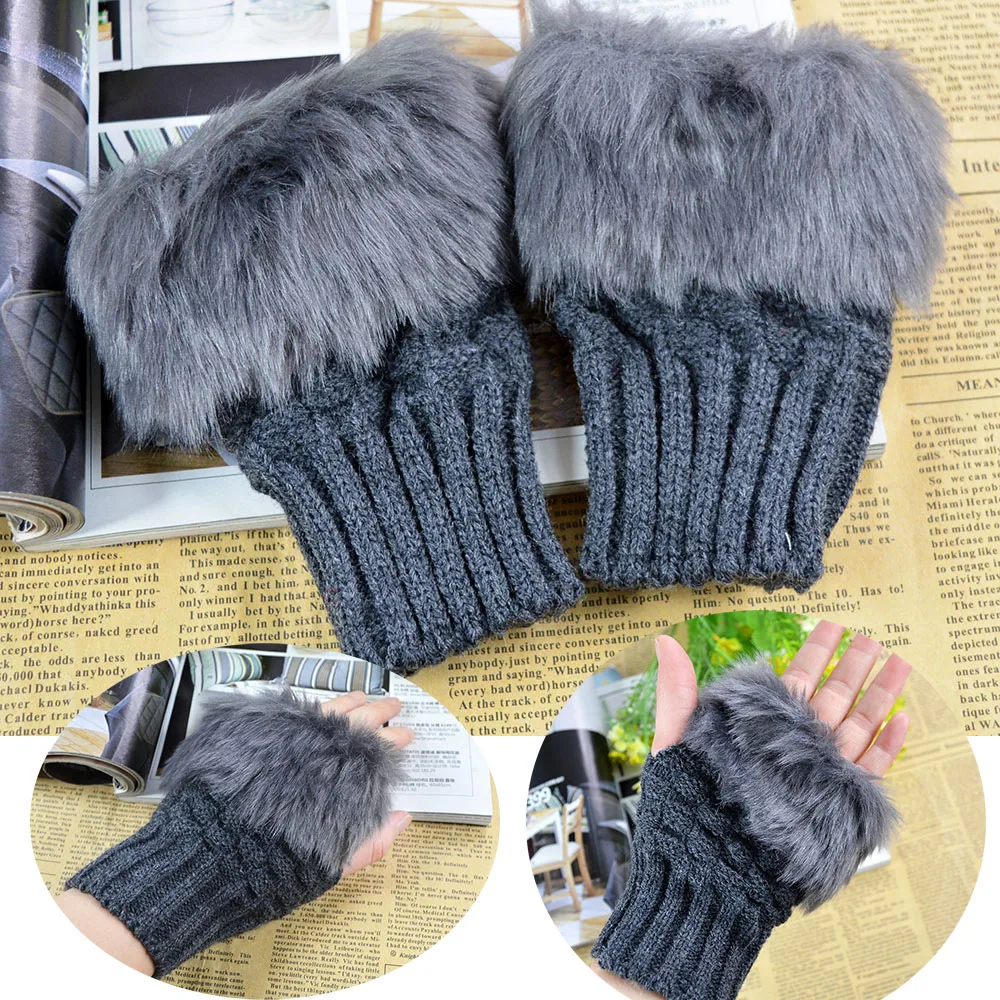 Women Winter Fur Gloves
