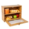 Bamboo 2 Layers Large Capacity Modern Bread Storage Box for Kitchen